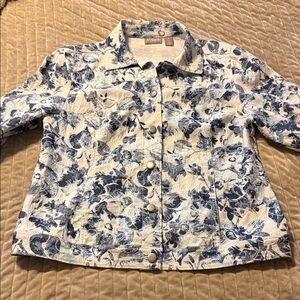 Chico's Blue Floral Denim Jacket